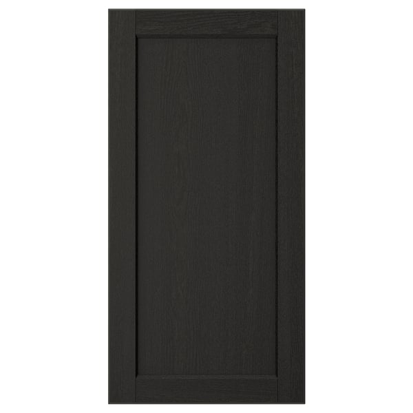 LERHYTTAN black wooden cabinet door, featuring bevelled edges and inset veneer panel, traditional design.