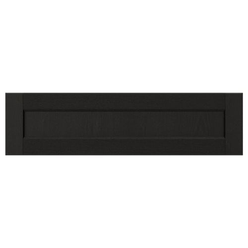 Black ash wood kitchen drawer front with bevelled edges and veneer panel.