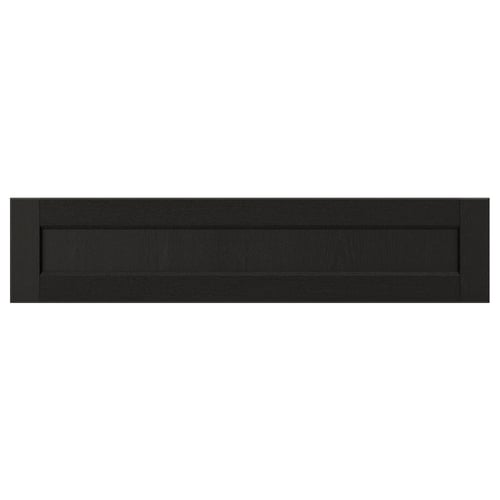 LERHYTTAN black kitchen drawer front, solid ash wood with bevelled edges and inset veneer panel, traditional design.