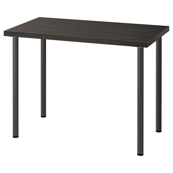 A black rectangular LINNMON table with metal legs. Modern, minimalist design, perfect for various spaces.