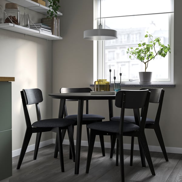 LISABO Table, black/ash veneer, 105 cm