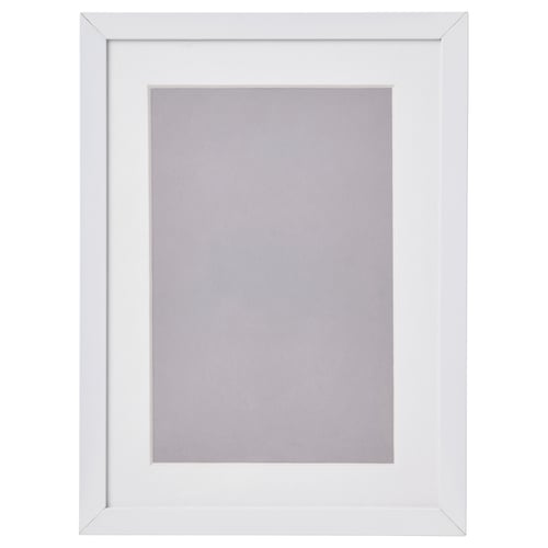 The LOMVIKEN picture frame in white, rectangular with thin metal edge, no visible image.
