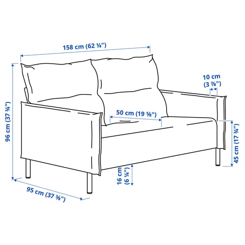 Illustration with measurements for the product: MANNARP.