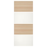 MEHAMN bi-fold panels in oak and white, combining wood and smooth surfaces.