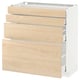An ikea METOD kitchen cabinet with three light ash wooden drawers.