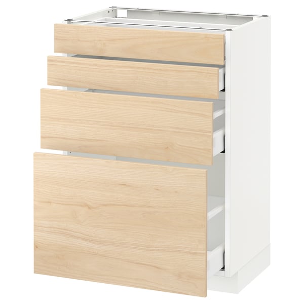 METOD kitchen cabinet with ash drawers, three soft-close.