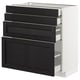 A METOD kitchen cabinet in white with black stained lerhyttan drawers, featuring a traditional design with bevelled edges.