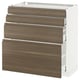 Modern kitchen unit with dark walnut effect drawers.