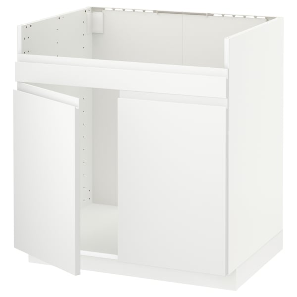 White METOD kitchen frame, minimalist, adjustable shelves, pre-drilled holes.