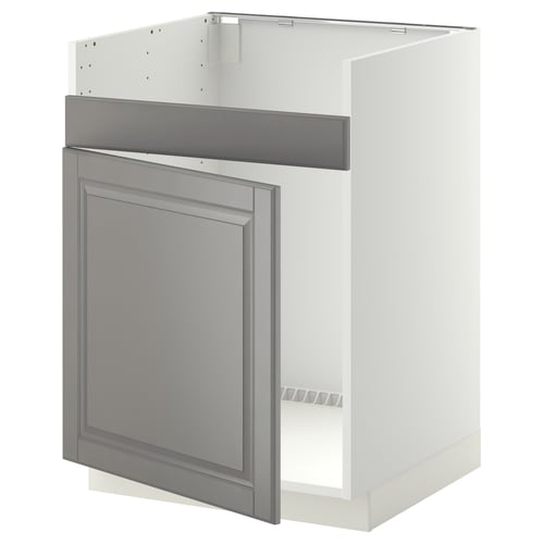 METOD kitchen unit in white & grey, flat door design.