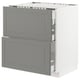 METOD grey kitchen cabinet with drawers, square, traditional design.