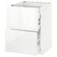 White METOD kitchen cabinet with high gloss finish, two drawers, sleek design.