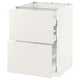 A white METOD kitchen cabinet with two drawers. The design is sleek and modern with a sturdy frame construction.