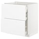 White high-gloss modern cabinet, part of METOD kitchen system, featuring sleek design and integrated handles.