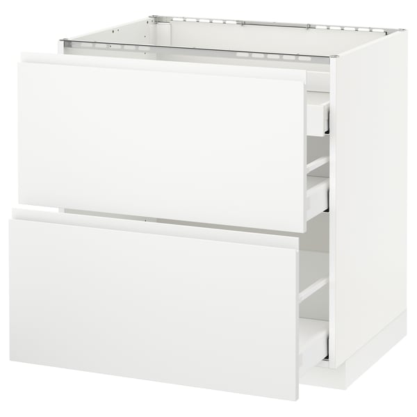White kitchen cabinet: METOD, 30x30, glossy finish, with 2 drawers & cabinet space.