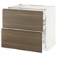 Ikea METOD kitchen unit, dark walnut, wood grain, white frame, two drawers.