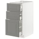 METOD kitchen unit with grey bevelled drawers and white cabinet, modern design.