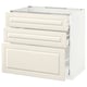 METOD kitchen unit in off-white with three drawers and one door, featuring smooth-running drawers and a traditional design.
