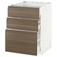 METOD kitchen unit, white & walnut, 3 drawers