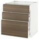 Modern kitchen cabinet: METOD, white & dark walnut, 3 drawers, full extension.