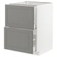 Ikea METOD grey kitchen cabinet with two drawers.