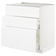White METOD kitchen cabinet. Modern, glossy finish. Includes full-extension drawers and a sturdy base.