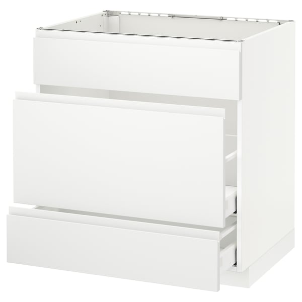 METOD kitchen unit in white with drawers.