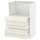 METOD kitchen unit in off-white with bevelled drawers, fully assembled.