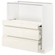 Modern white METOD cabinet with high gloss finish and three drawers.