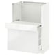 White modern cabinet with pull-out shelf, glossy finish, sleek design.