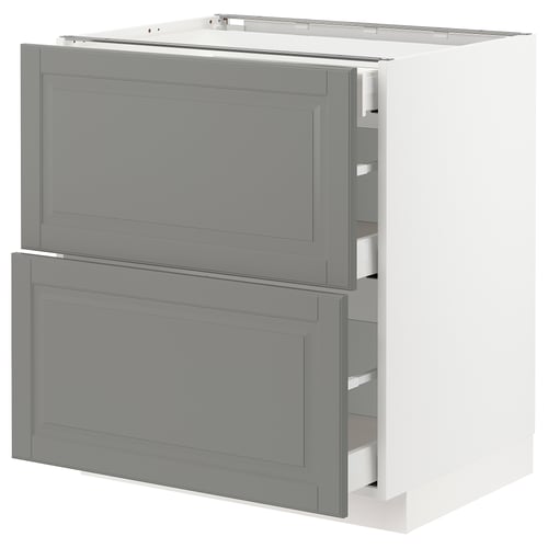 METOD kitchen cabinet in grey with two drawers, rectangular, classic style.