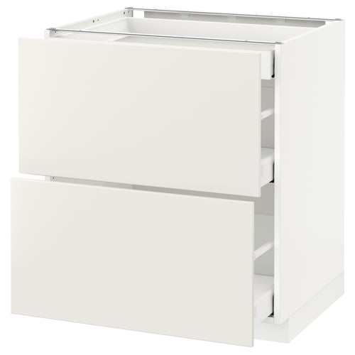 A white METOD kitchen cabinet with a drawer. It a modern design with a smooth, clean look.