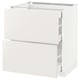 A white METOD kitchen cabinet with a drawer. It a modern design with a smooth, clean look.