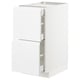 White high gloss kitchen cabinet with integrated handles and drawers.