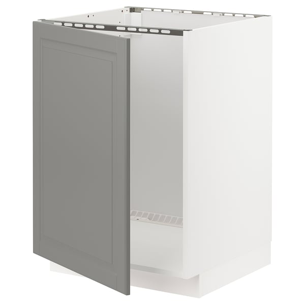 METOD kitchen cabinet, grey, modern design, wooden with metal fittings.