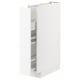 White METOD kitchen cabinet with pulled-out shelves, modern wood design.