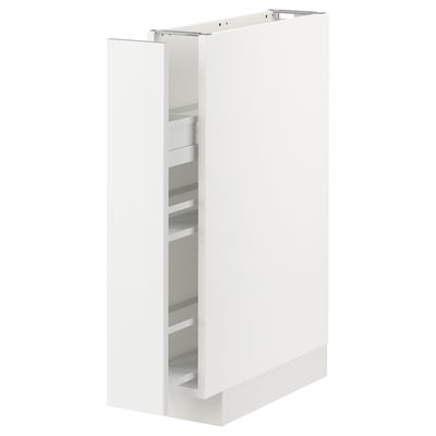 White kitchen cabinet, tall with open compartments, modern design.