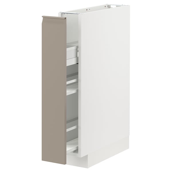 METOD kitchen cabinet, grey-beige, pull-out trays, metal, rectangular, sleek design.
