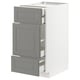 A METOD kitchen unit with soft grey bodbyn drawers and doors, featuring a classic design with bevelled edges.