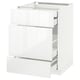 White METOD cabinet; modern, high gloss, rectangular, three drawers, clean design.