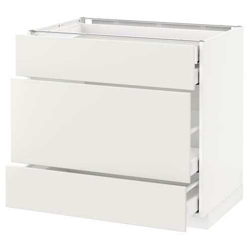 METOD kitchen unit, white, glossy. Smooth drawer, clean modern design.