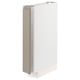 A white METOD kitchen cabinet with a grey-beige door, sleek handle, and angular design.