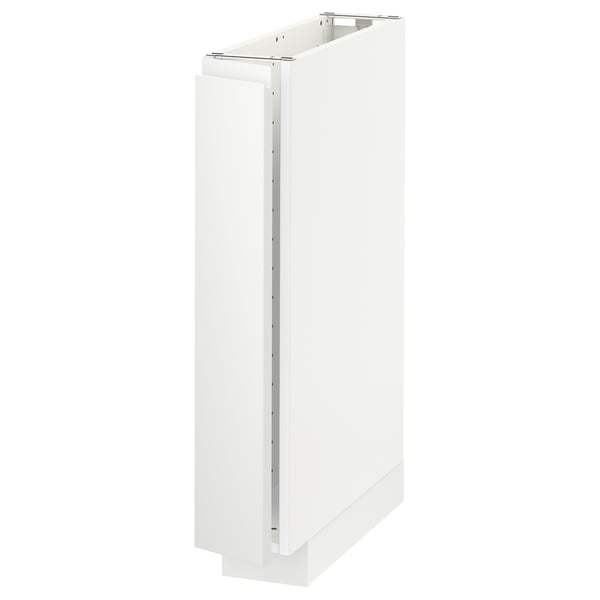A white, rectangular METOD kitchen cabinet with a minimalist design, featuring a sturdy frame construction and modern aesthetics.