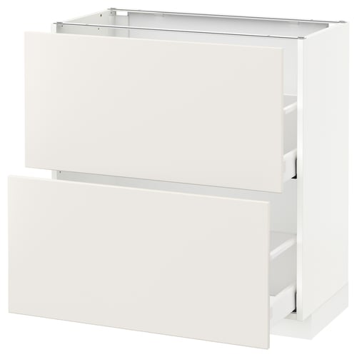 METOD white kitchen cabinet with one large and one small drawer, sleek modern design.