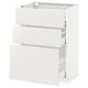White METOD kitchen unit, three drawers, sleek modern design.