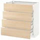 A white METOD kitchen cabinet with light ash wood drawers, featuring four medium-sized drawers.