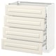 White METOD kitchen cabinets with bevelled off-white bodbyn drawers.