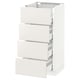 A white METOD cabinets unit with four drawers. The modern design smooth, clean lines. This versatile kitchen furniture is both stylish and functional.