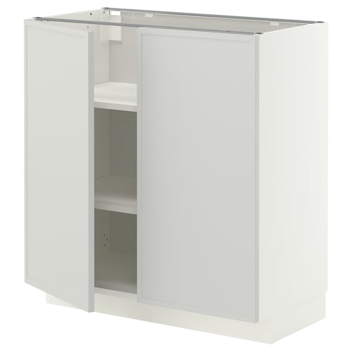 METOD Base cabinet with shelves/2 doors, white/Aspudden light grey, 80x41x80 cm