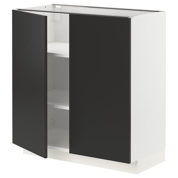 Modern kitchen cabinet, METOD in black with adjustable shelves.